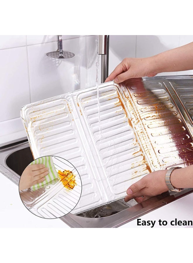 Foldable barrier to protect against air and oil splatters for cooking and frying on the stovetop and dishwasher. 3-pack, silver aluminum. - Image 5